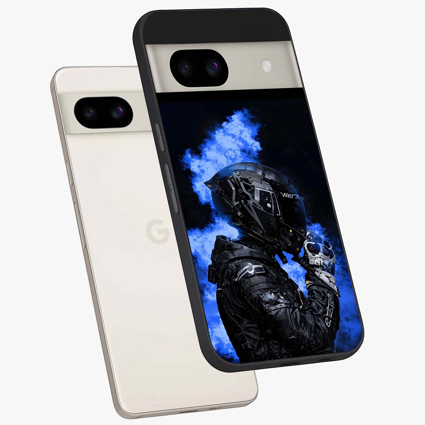 Cyber Sentinel Protocol Glass Case displayed in angled mockup highlighting digital cyber design with sci-fi aesthetic style.