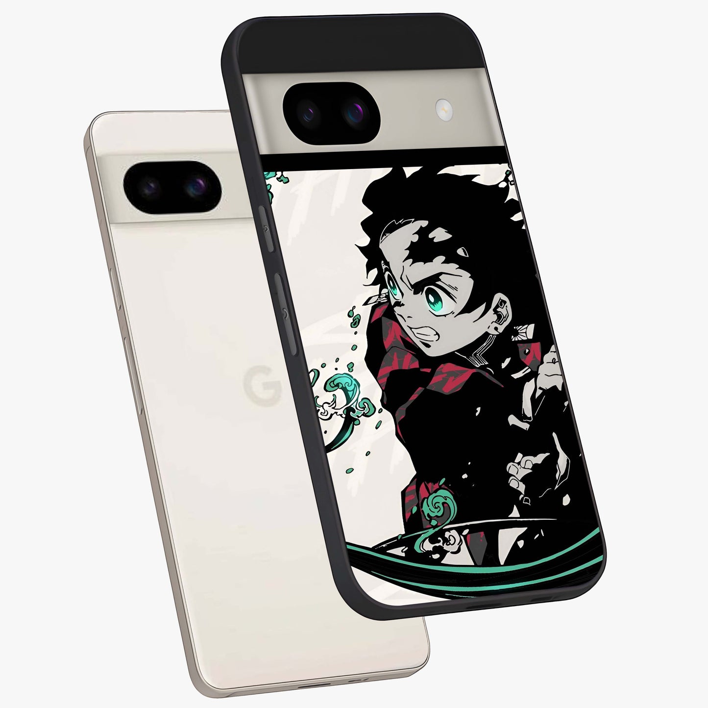 Demon Slayer Glass Case displayed in angled mockup highlighting dramatic anime character design with action aesthetic.