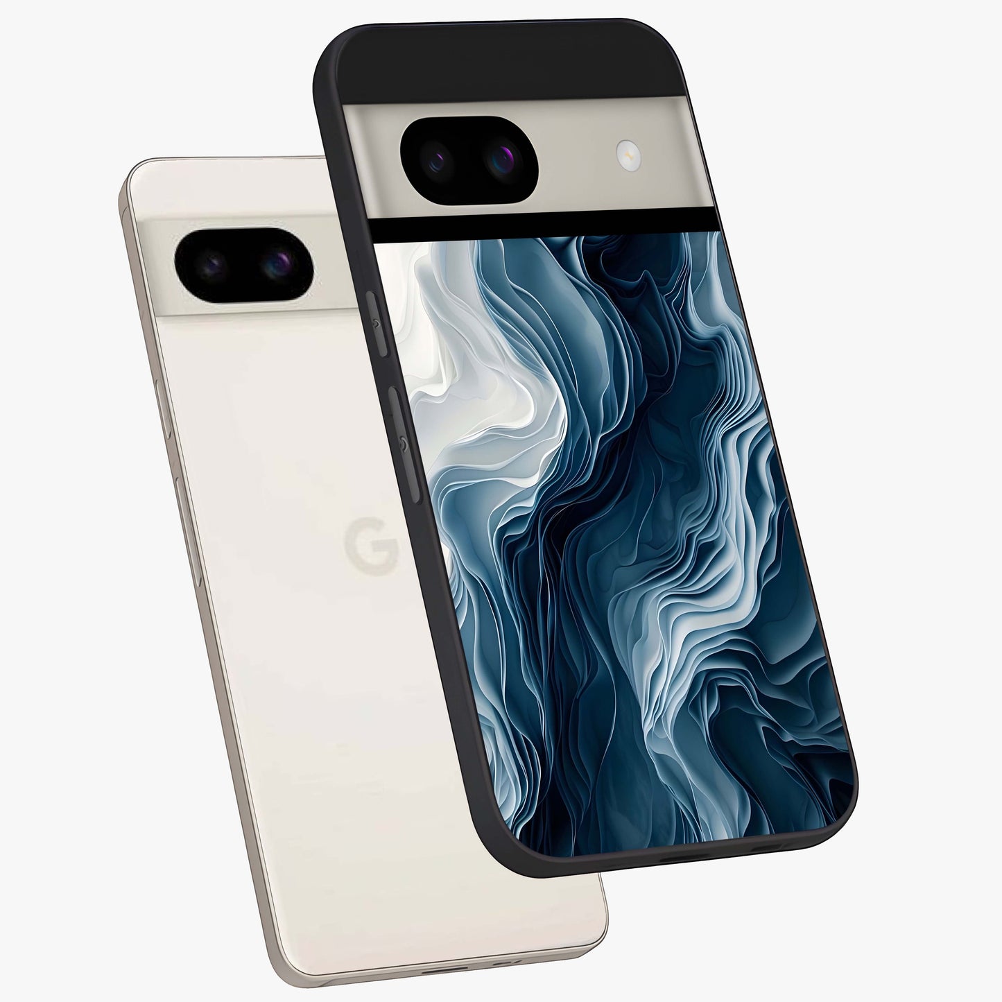 Ethereal Paper Marble Glass Case displayed in angled mockup highlighting elegant marble pattern with modern aesthetic style.