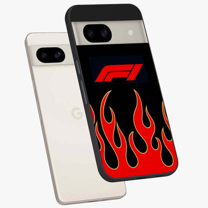 Fire F11 Glass Case displayed in angled mockup highlighting bold fire inspired graphic with energetic aesthetic style.