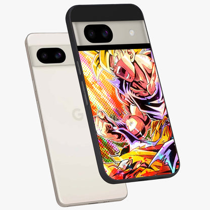Firing Goku Glass Case displayed in angled mockup highlighting dynamic anime character design with action aesthetic.