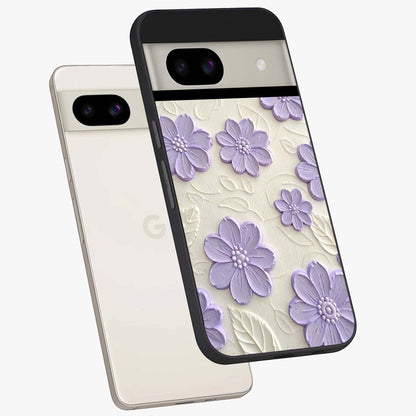 Floral Wall Art With Purple Flowers Glass Case displayed in angled mockup highlighting vibrant purple floral illustration with artistic aesthetic.