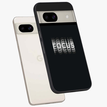 Focus Mode On Glass Case displayed in angled mockup highlighting clean minimal text artwork with modern aesthetic style.