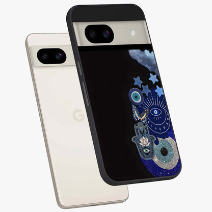 Galactic Charm Cluster Glass Case displayed in angled mockup highlighting luminous galaxy inspired design with dreamy aesthetic.
