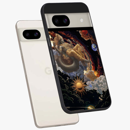 Galactic Divine God Glass Case displayed in angled mockup highlighting powerful celestial deity illustration with galactic aesthetic.