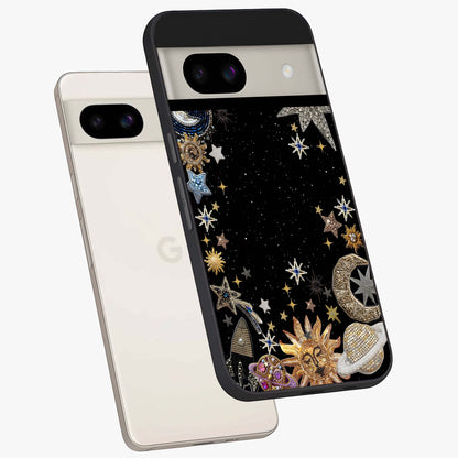 Galactic Jewel Stars Glass Case displayed in angled mockup highlighting shining celestial star design with cosmic aesthetic style.