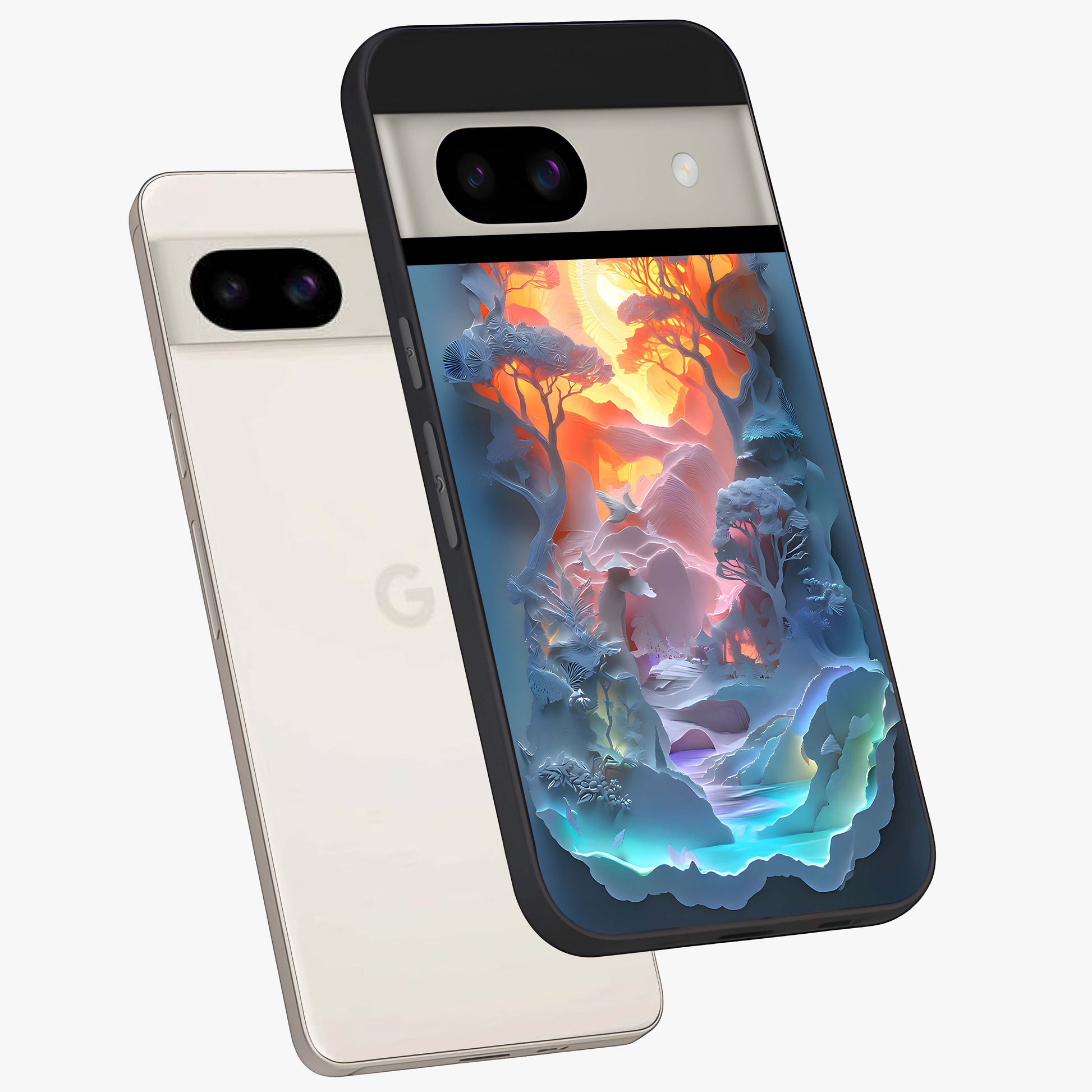 Glow Forest Portal Glass Case displayed in angled mockup highlighting mystical forest design with magical glowing aesthetic.