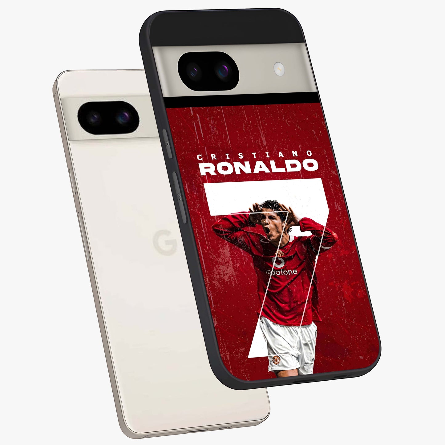 Goal Celebration Legacy Glass Case displayed in angled mockup highlighting energetic sports celebration design with bold athletic theme.