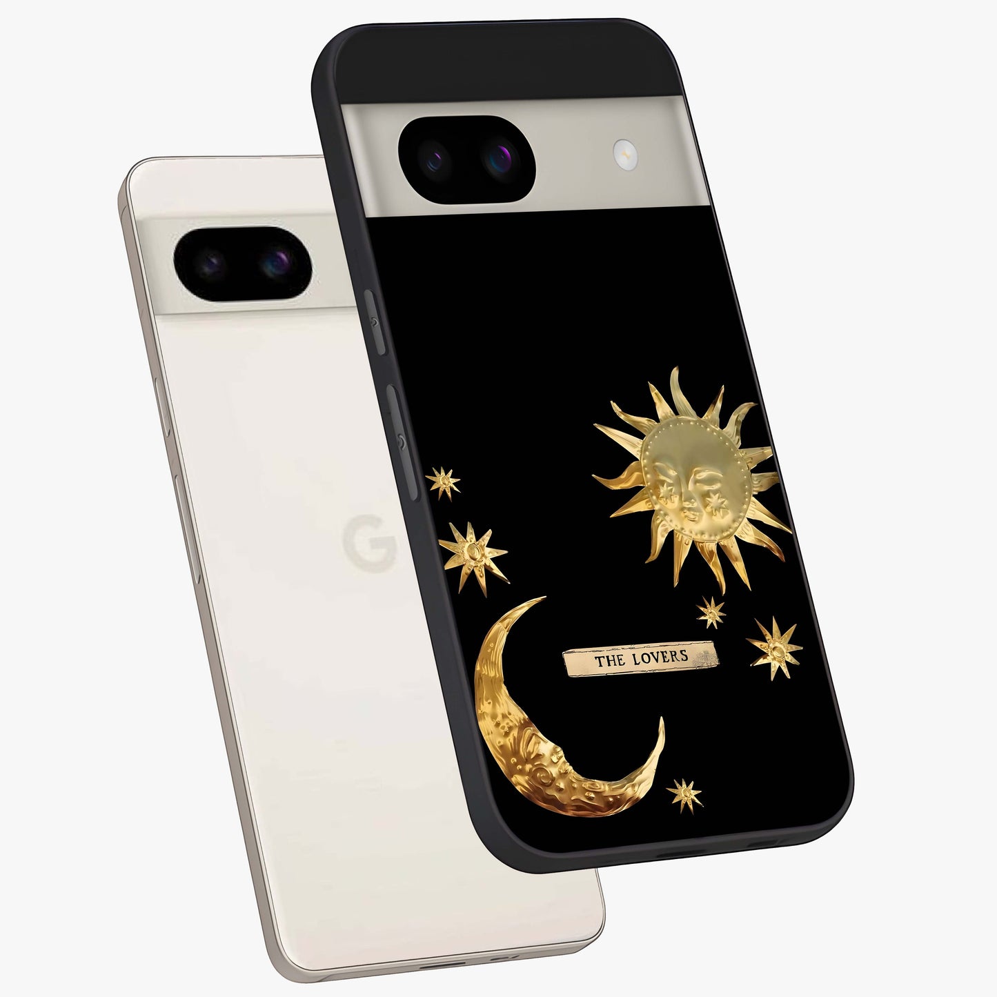 Gold Sun Blush Glass Case displayed in angled mockup highlighting radiant sun design with warm golden aesthetic.