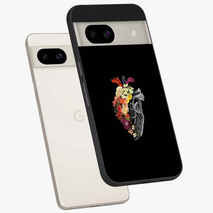 Heart With Flowers Glass Case displayed in angled mockup highlighting romantic flower design with soft aesthetic style.