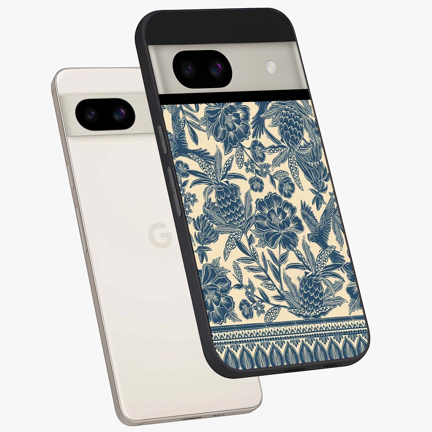 Heirloom Wild Bloom Glass Case displayed in angled mockup highlighting botanical bloom design with classic aesthetic style.