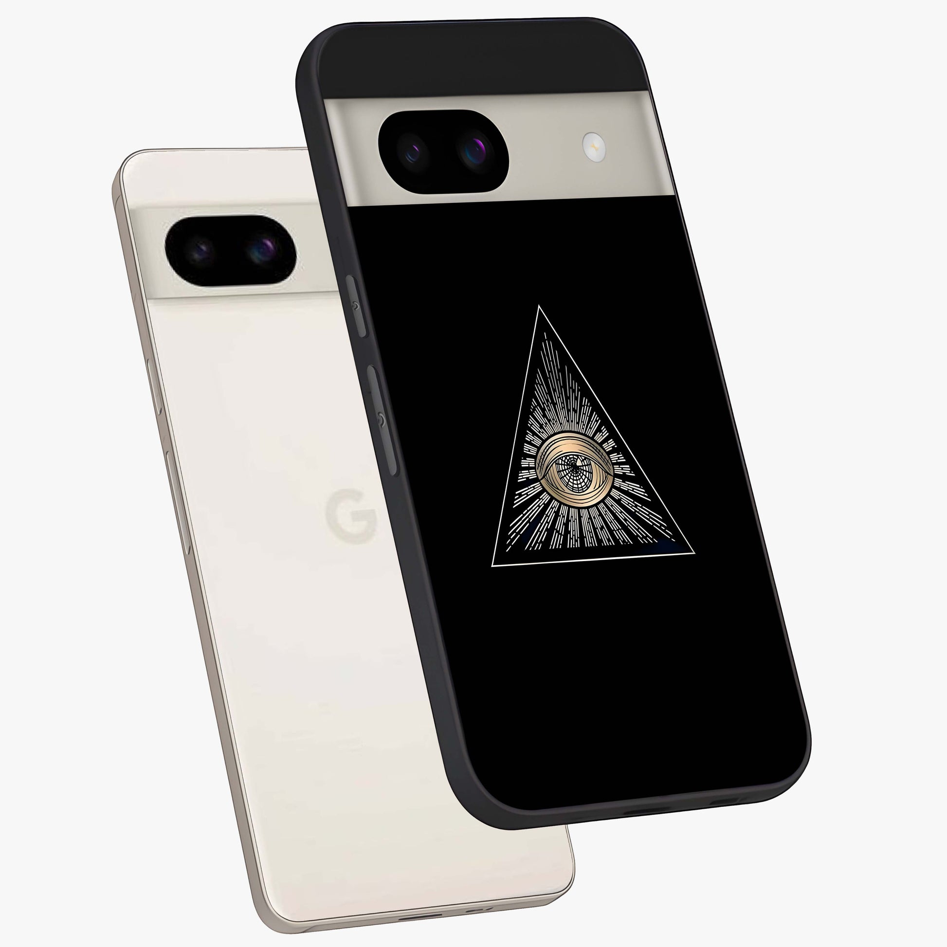 Illuminati Evil Glass Case displayed in angled mockup highlighting dark occult inspired design with bold aesthetic style.