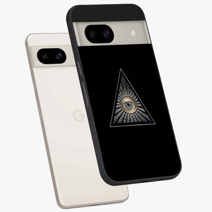 Illuminati Evil Glass Case displayed in angled mockup highlighting dark occult inspired design with bold aesthetic style.