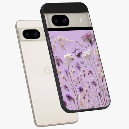 Lavender Blossom Dream Glass Case displayed in angled mockup highlighting dreamy lavender flower design with calming aesthetic style.