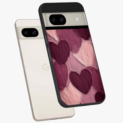 Layered Paper Hearts Glass Case displayed in angled mockup highlighting creative paper craft heart design with romantic aesthetic.