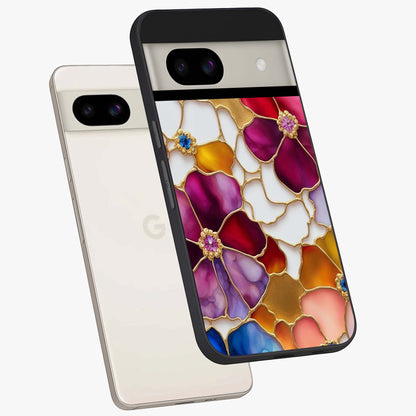 Marble Flower Pattern Glass Case displayed in angled mockup highlighting elegant marble floral design with modern aesthetic.