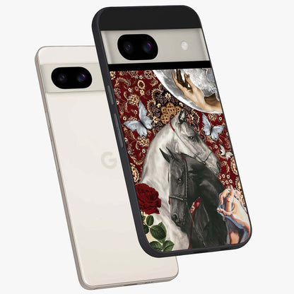 Moonlit Royal Stallion Glass Case displayed in angled mockup highlighting powerful stallion illustration with royal night aesthetic.