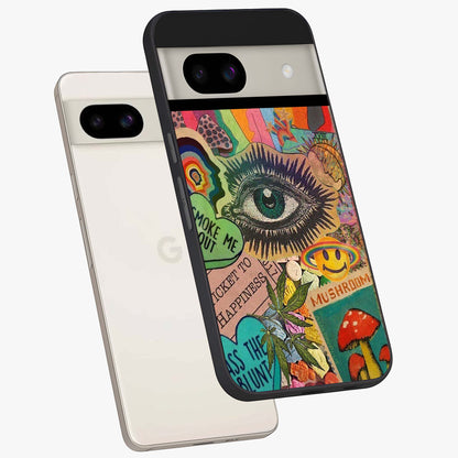 Mystic Eye Wonderland Glass Case displayed in angled mockup highlighting magical eye illustration with dreamy aesthetic.