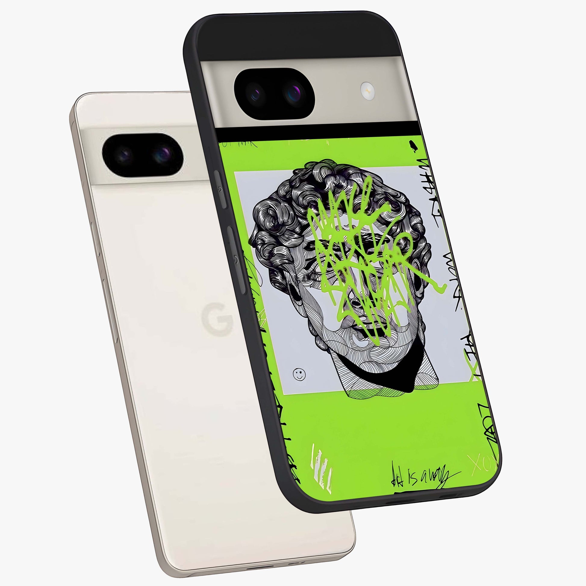 Neo Graffiti Rebellion Glass Case displayed in angled mockup highlighting urban street art design with rebellious aesthetic.
