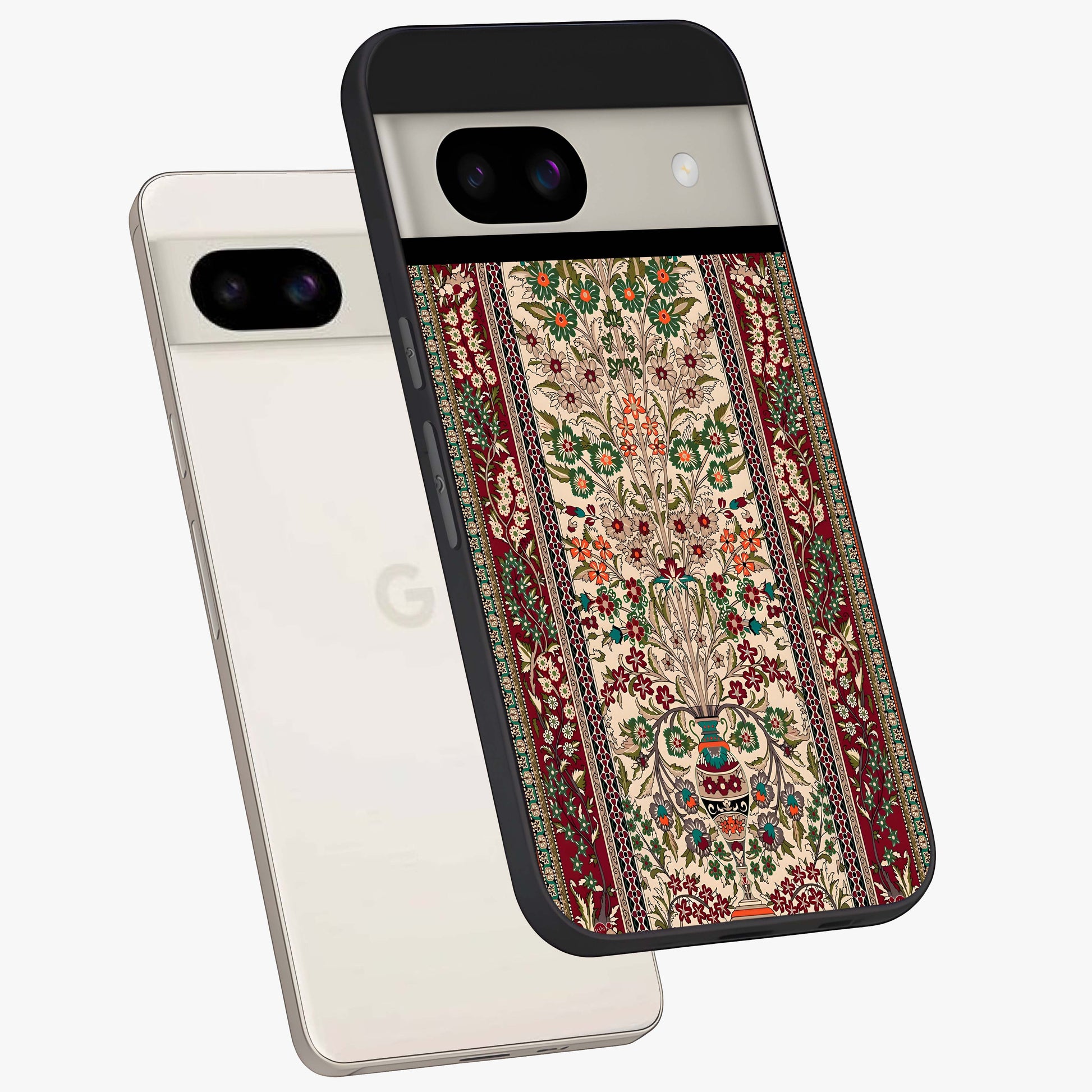 Persian Inspired Glass Case displayed in angled mockup highlighting intricate traditional design with elegant cultural aesthetic.
