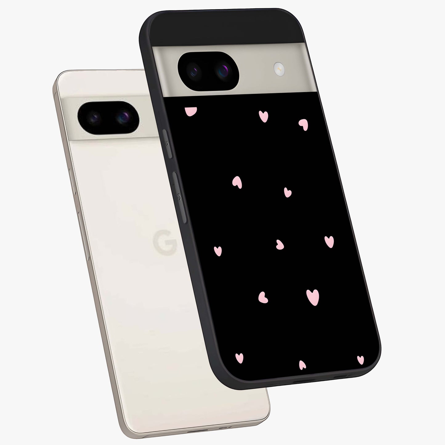 Pink Love Drops Glass Case displayed in angled mockup highlighting cute love drop design with vibrant pink aesthetic.