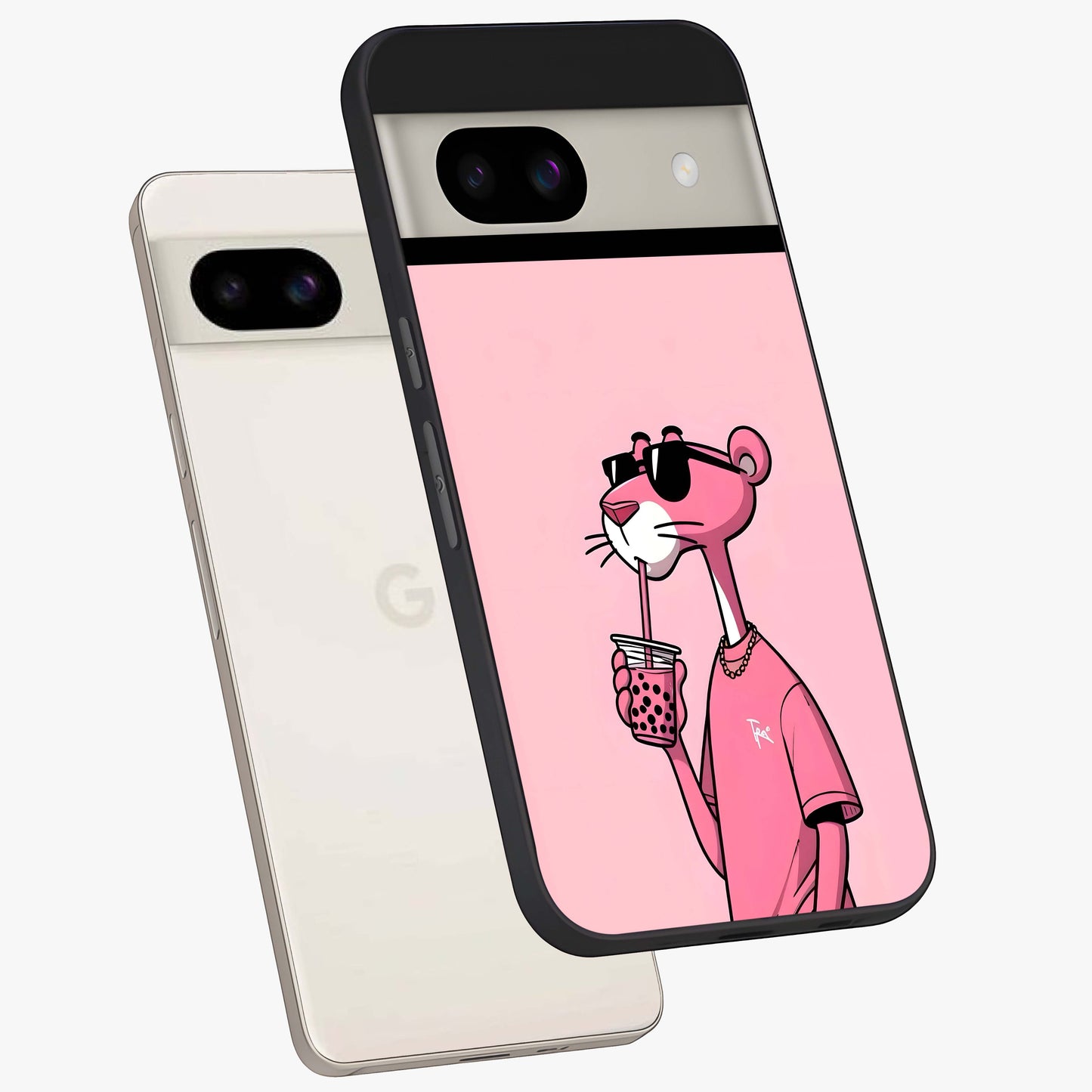Pink Panther Glass Case displayed in angled mockup highlighting playful cartoon character design with vibrant pink aesthetic.