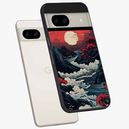 Red Sunset Scenery Glass Case displayed in angled mockup highlighting glowing sunset sky design with scenic aesthetic.