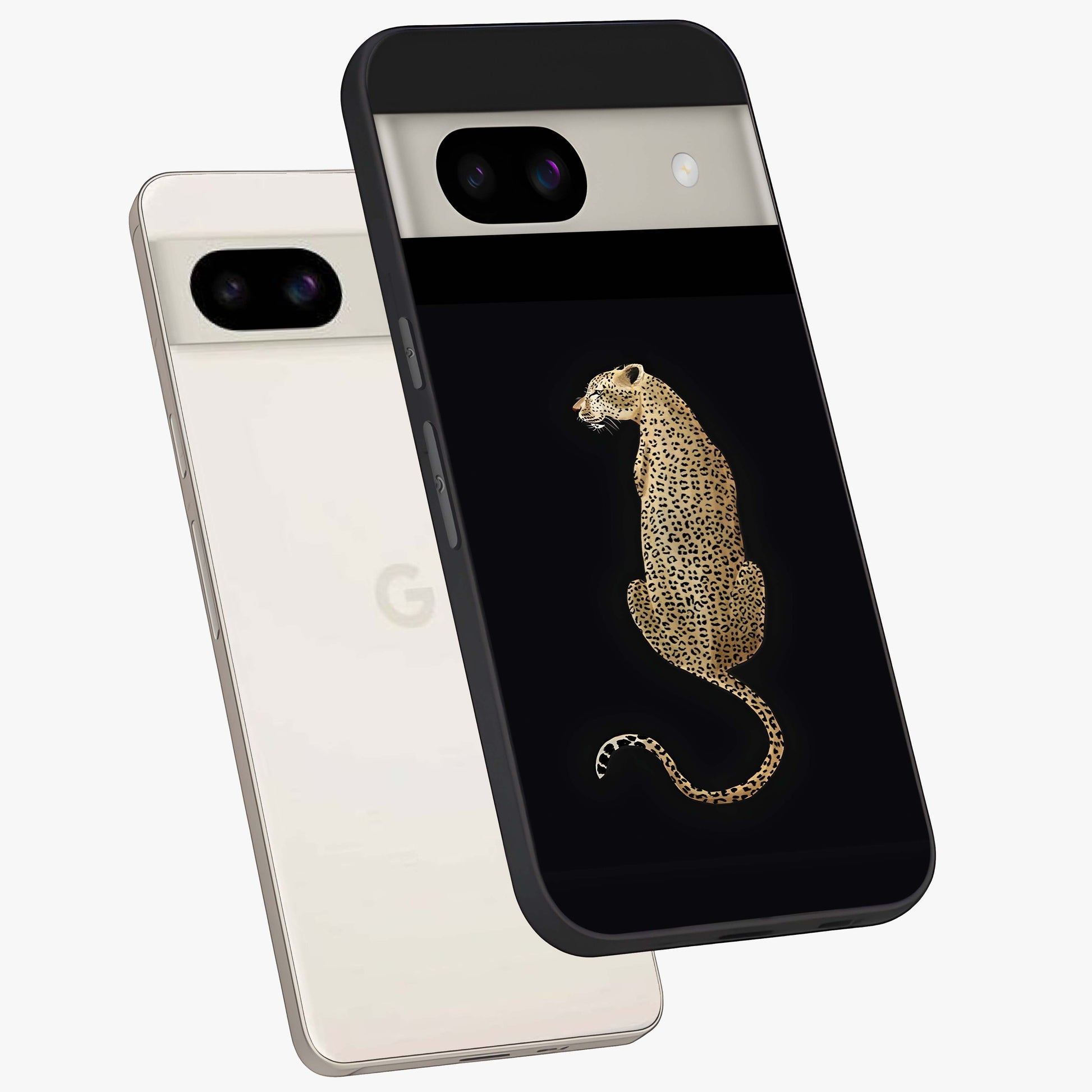 Regal Leopard Glass Case displayed in angled mockup highlighting powerful animal illustration with stylish wild aesthetic.