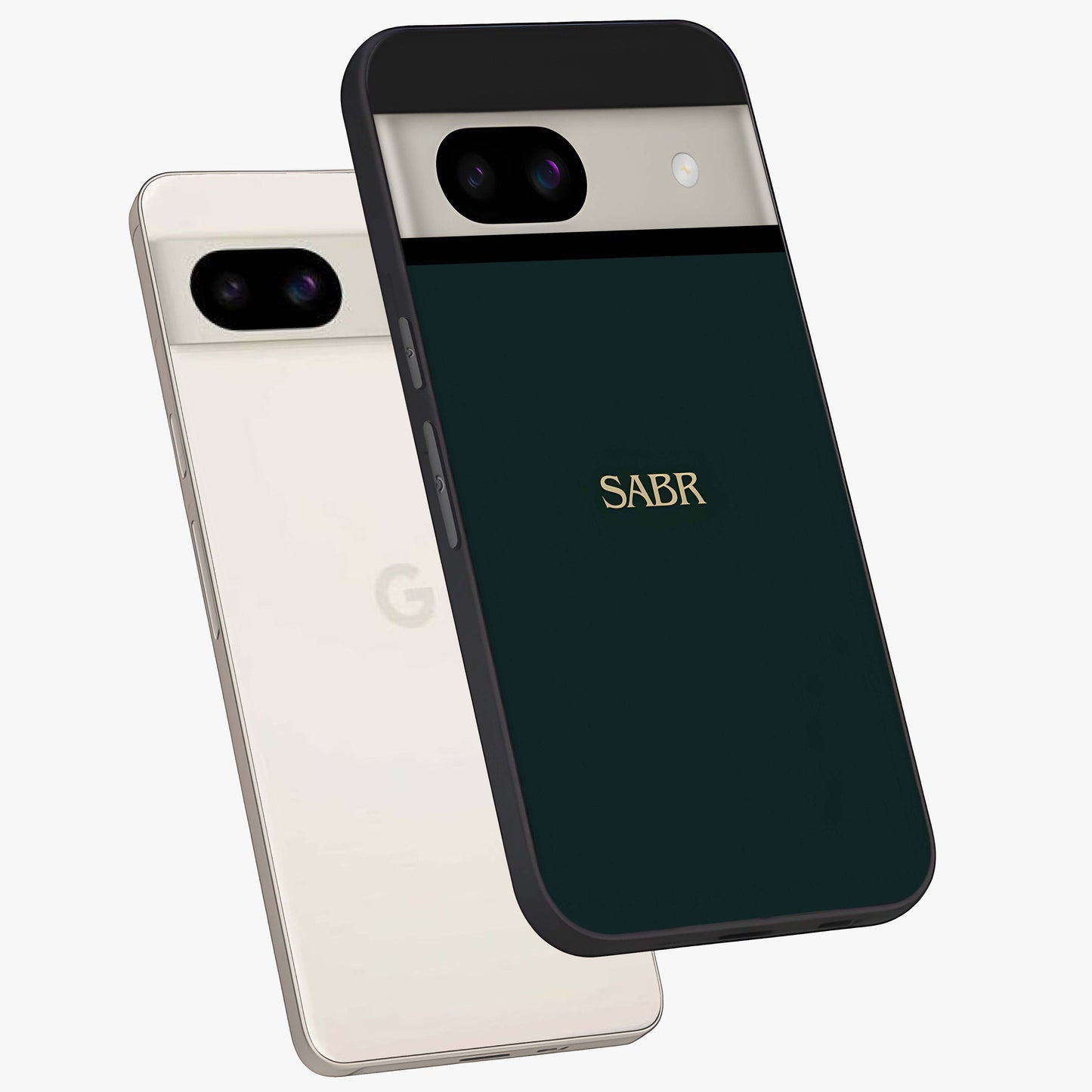 Sabr Minimal Patience Glass Case displayed in angled mockup highlighting simple inspirational design with clean aesthetic style.