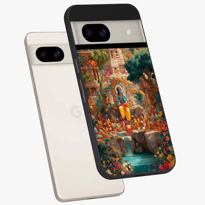 Sacred Sunlight Gods Glass Case displayed in angled mockup highlighting radiant spiritual design with celestial aesthetic.