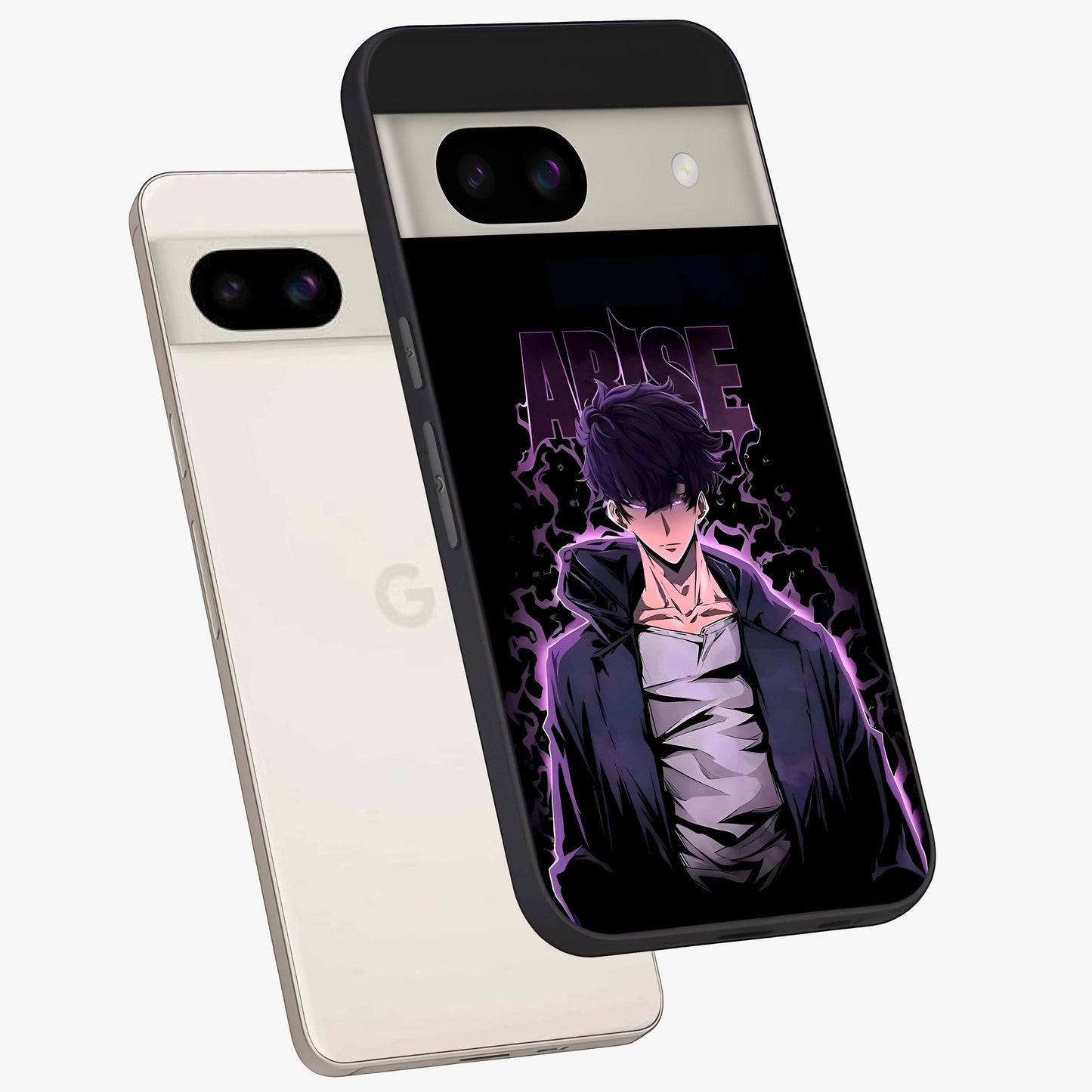 Shadow Monarch Awakening Glass Case displayed in angled mockup highlighting dramatic shadow warrior design with fantasy aesthetic.