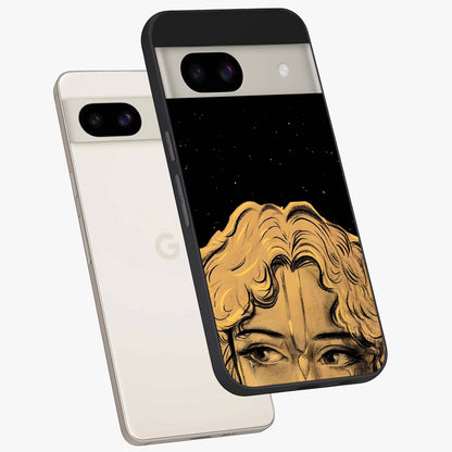Shri Krishna Art Glass Case displayed in angled mockup highlighting spiritual Krishna illustration with divine aesthetic.