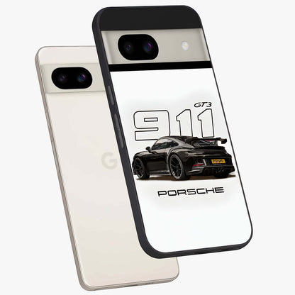 Turbo Legacy Icon Glass Case displayed in angled mockup highlighting dynamic automotive design with performance aesthetic.
