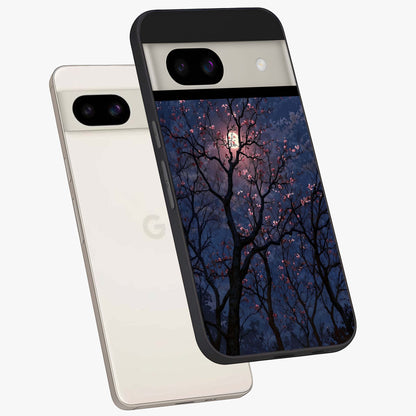 Twilight Sakura Serenade Glass Case displayed in angled mockup highlighting delicate sakura flower design with dreamy aesthetic.