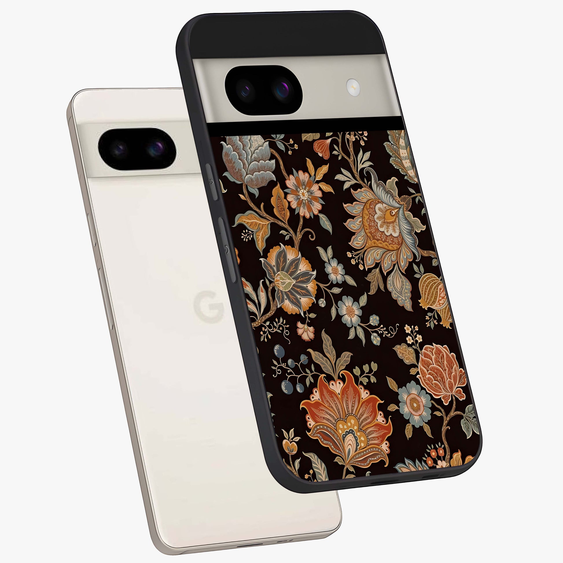Vintage Floral Dream Glass Case displayed in angled mockup highlighting elegant vintage flower design with soft aesthetic style.