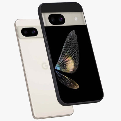 Whispers Of Wings Glass Case displayed in angled mockup highlighting soft feather design with celestial aesthetic style.