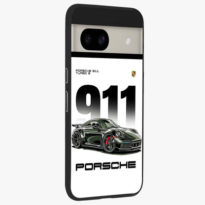 911 Turbo Dominance Glass Case upright perspective showcasing powerful racing design and modern automotive aesthetic.