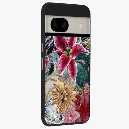 Beaded Garden Fantasy Glass Case upright view showcasing whimsical garden aesthetic with artistic bead details.