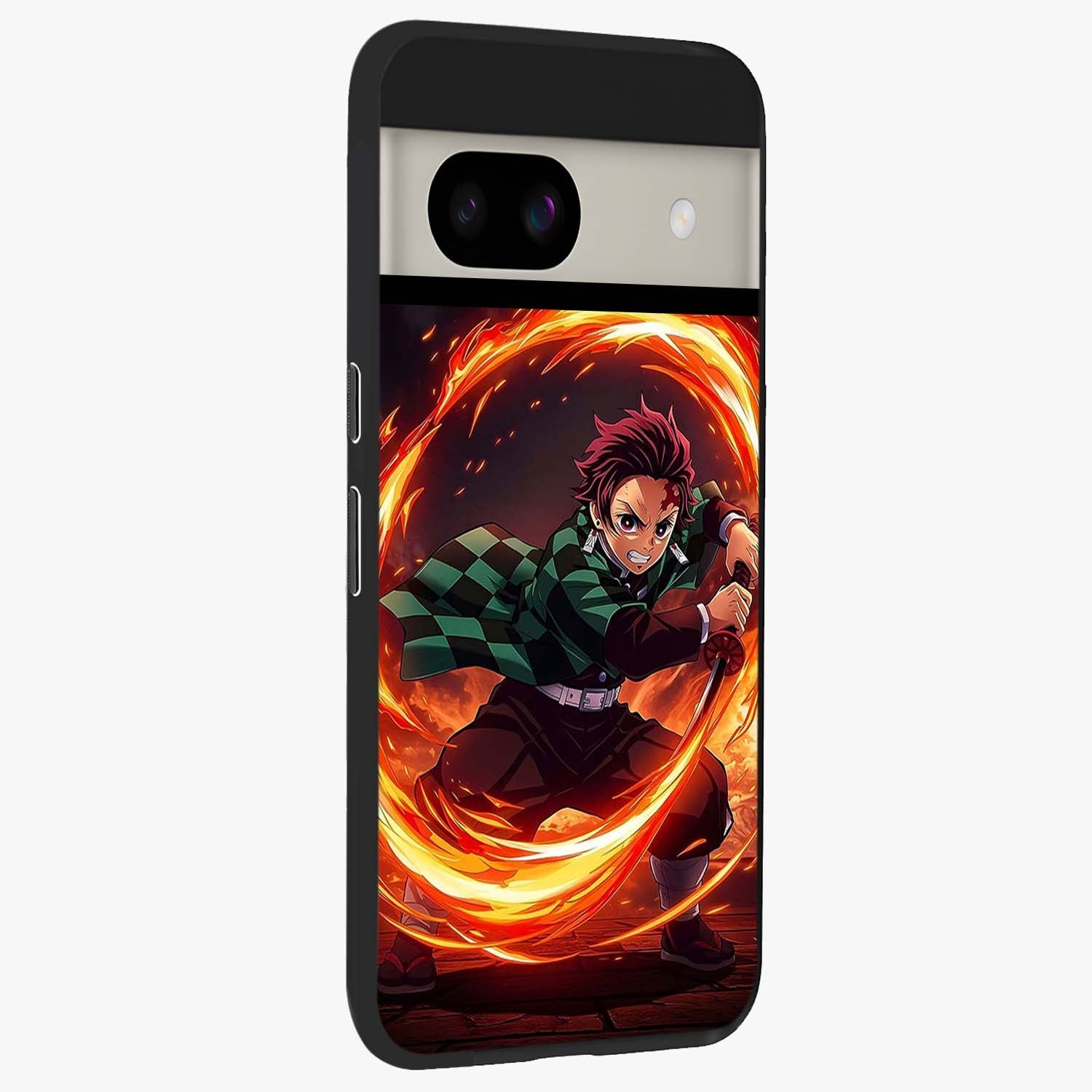 Blazing Sword Resolve Glass Case upright view showcasing dramatic warrior inspired artwork with intense visual style.