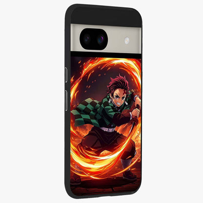 Blazing Sword Resolve Glass Case upright view showcasing dramatic warrior inspired artwork with intense visual style.
