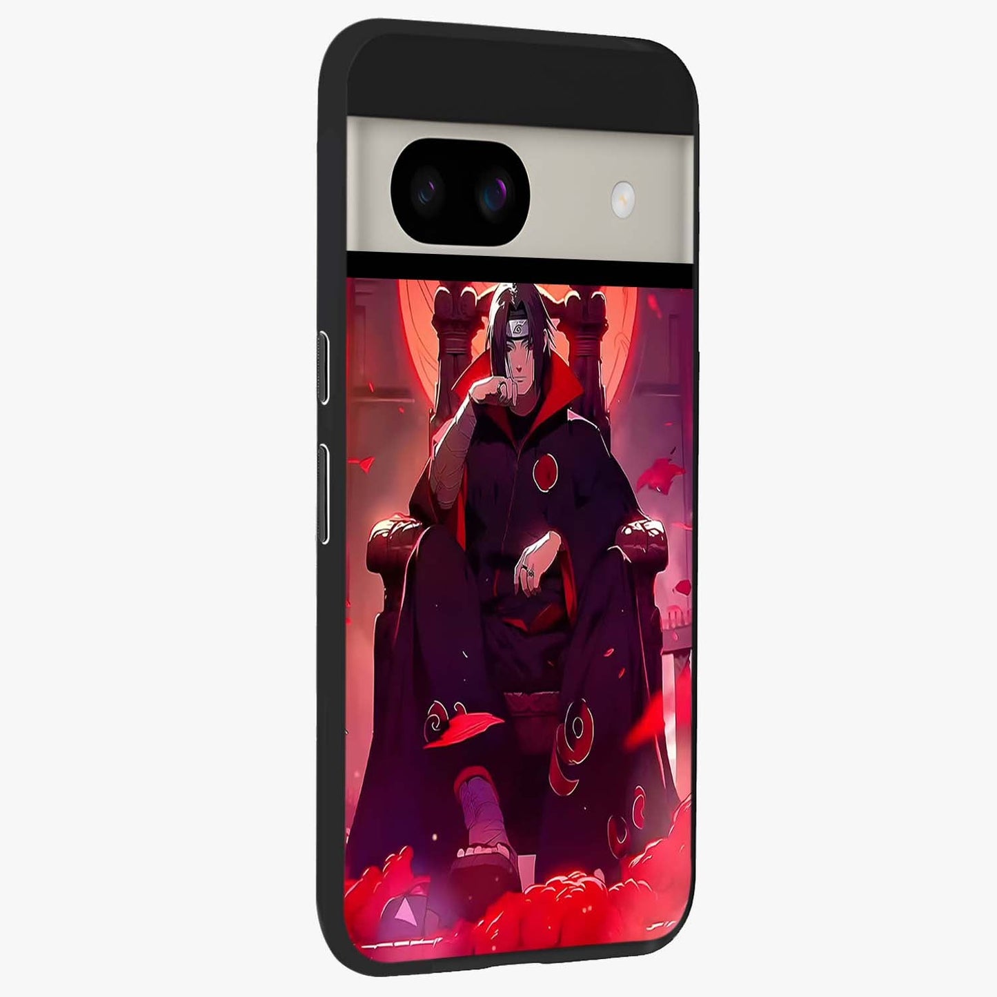 Blood Moon Sovereign Glass Case upright view showcasing powerful moon inspired artwork with cosmic aesthetic style.