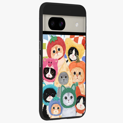 Cats in Fruits Glass Case upright view showcasing charming cat artwork with fun fruity theme.