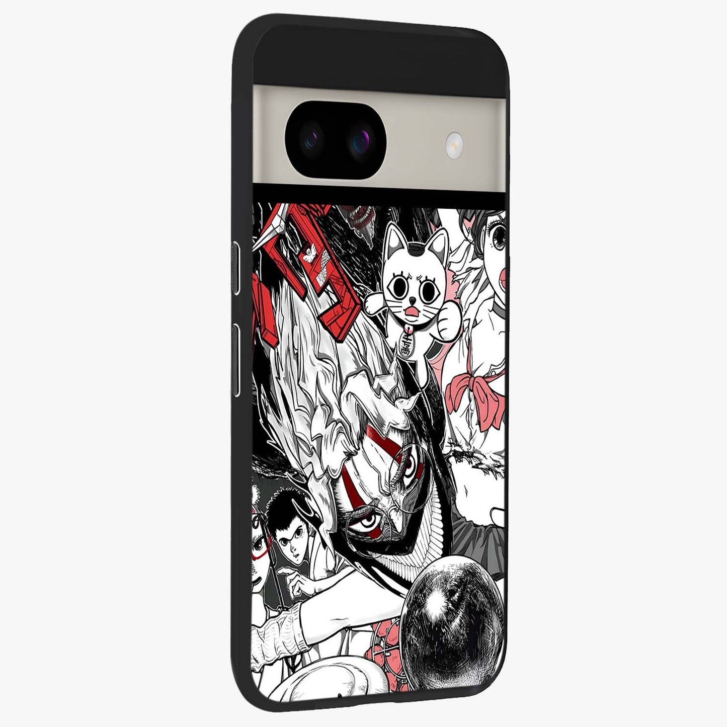 Crimson Chaos Panel Glass Case upright view showcasing intense crimson artwork with dramatic aesthetic style.