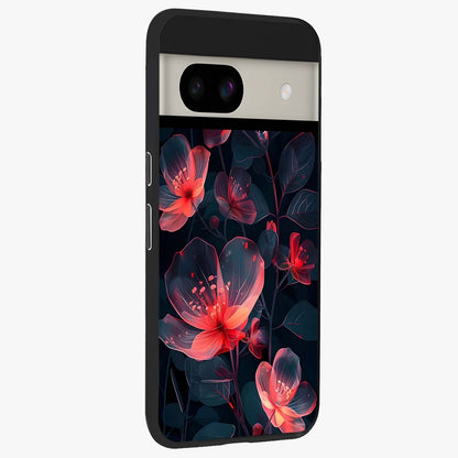 Dark Shade of Flower Glass Case upright view showcasing delicate flower artwork with rich dark floral theme.