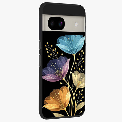 Delicate Multicolor Flowers Glass Case upright view showcasing delicate floral artwork with bright botanical theme.