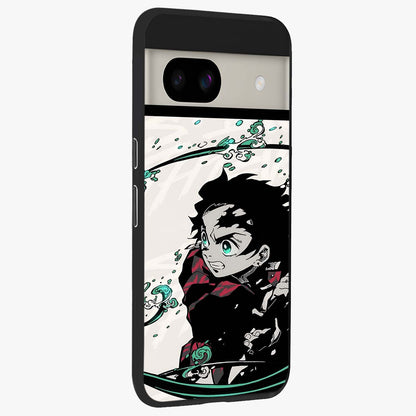 Demon Slayer Glass Case upright view showcasing powerful anime artwork with intense warrior theme.