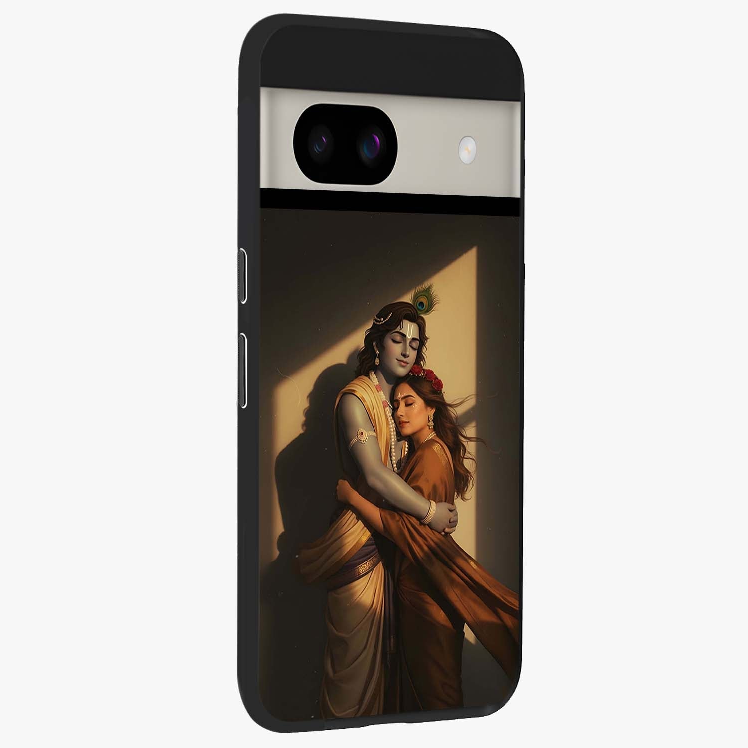 Divine Eternal Love Glass Case upright view showcasing graceful spiritual artwork with eternal love theme.