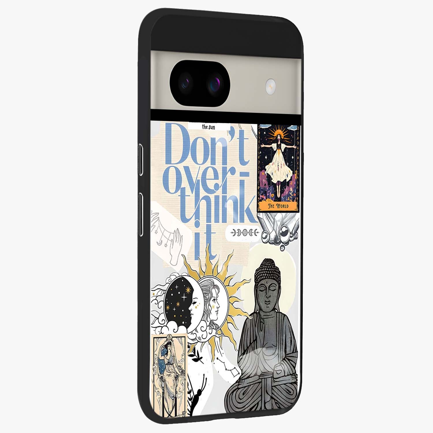 Ethereal Thoughts Glass Case upright view showcasing delicate artistic composition with peaceful dreamy theme.