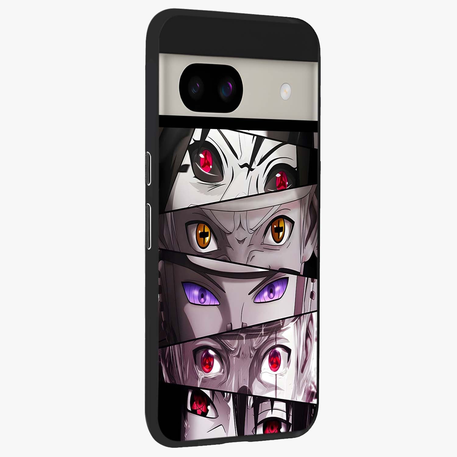 Eyes of Destiny Glass Case upright view showcasing symbolic eye artwork with dramatic artistic theme.