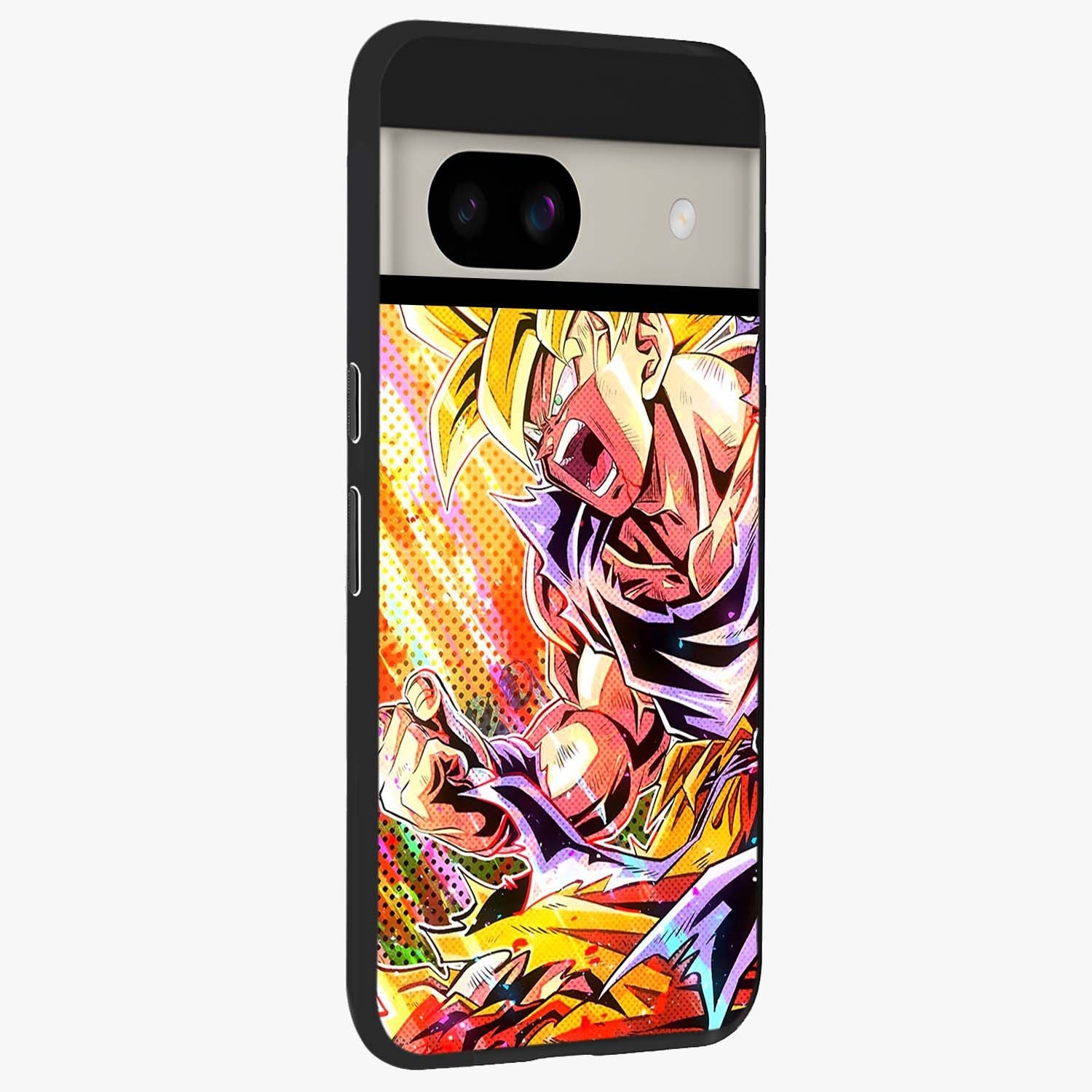 Firing Goku Glass Case upright view showcasing energetic anime artwork with bold warrior theme.